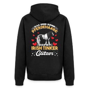 Irish Tinker Pferde Spruch Pferdehaare lustig - Unisex Premium Bio Zip Hoodie - Schwarz - Hinten - Nico (187cm)