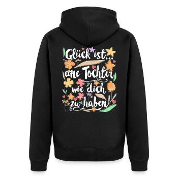 Tochter Geschenk für Töchter Geschenke - Unisex Premium Bio Zip Hoodie - Schwarz - Hinten - Nico (187cm)