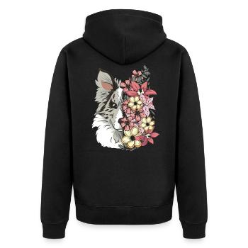Border Collie Blue Merle with Flowers - Unisex Premium Organic Zip Hoodie - black - Back - Nico (187cm)