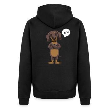 Sturer Dackel Hund Teckel Geschenk - Unisex Premium Bio Zip Hoodie - Schwarz - Hinten - Nico (187cm)