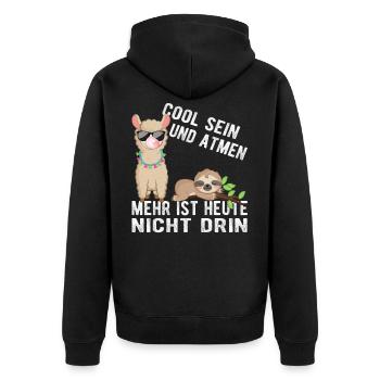 Cool Atmen Faultier Lama Baby Geschenkidee Fun - Unisex Premium Bio Zip Hoodie - Schwarz - Hinten - Nico (187cm)