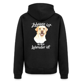 Zuhause ist wo mein Labradort ist Labbi Labi Hund - Unisex Premium Bio Zip Hoodie - Schwarz - Hinten - Nico (187cm)
