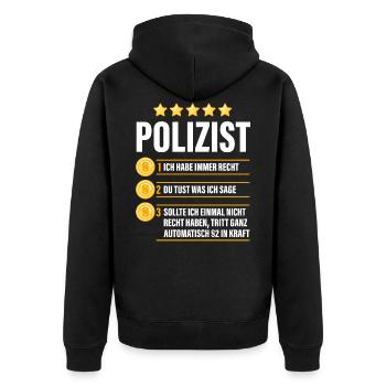 Lustiger Spruch Polizist Geburtstag Polizei - Unisex Premium Bio Zip Hoodie - Schwarz - Hinten - Nico (187cm)