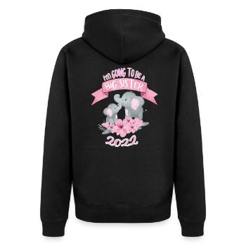 Promoted to Big Sister 2022 - Unisex Premium Organic Zip Hoodie - black - Back - Nico (187cm)