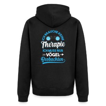 Vogel Fernglas Ornithologie Vogelbeobachter - Unisex Premium Bio Zip Hoodie - Schwarz - Hinten - Nico (187cm)