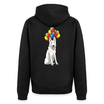Berger suisse blanc avec ballons - Veste à capuche bio Premium Unisexe - noir - Dos - Nico (187cm)
