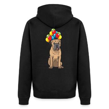 Shar Pei dog with balloons - Unisex Premium Organic Zip Hoodie - black - Back - Nico (187cm)