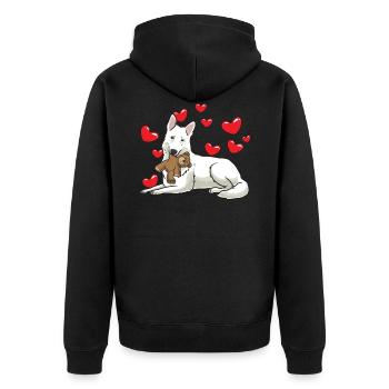 Berger suisse blanc avec animal en peluche - Veste à capuche bio Premium Unisexe - noir - Dos - Nico (187cm)