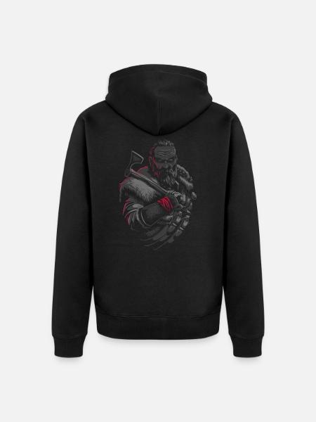 Wikinger Krieger mit Axt - Unisex Premium Bio Zip Hoodie - Schwarz
