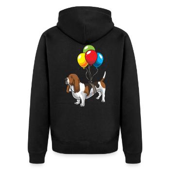 Basset Hound chien avec des ballons - Veste à capuche bio Premium Unisexe - noir - Dos - Nico (187cm)