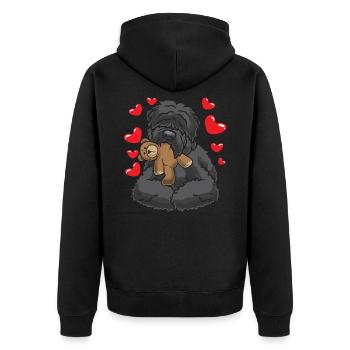 Terrier noir russe avec animal en peluche - Veste à capuche bio Premium Unisexe - noir - Dos - Nico (187cm)