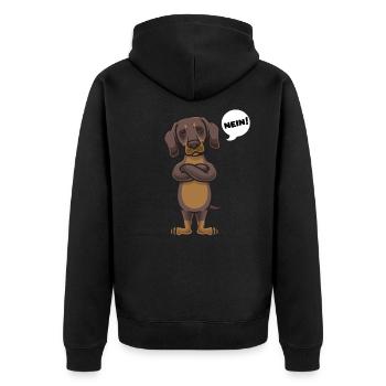 Sturer Dackel Hund lustig Teckel Hundebesitzer - Unisex Premium Bio Zip Hoodie - Schwarz - Hinten - Nico (187cm)