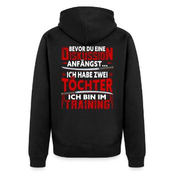 Vater von Zwei Töchtern 2 Töchter - Unisex Premium Bio Zip Hoodie - Schwarz - Hinten - Nico (187cm)