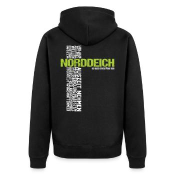 Norddeich vacances Mer du Nord Ouest Côte nord - Veste à capuche bio Premium Unisexe - noir - Dos - Nico (187cm)