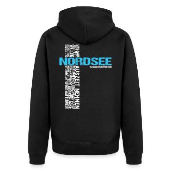 North Sea Holiday North Holiday Ready Gift Idea - Unisex Premium Organic Zip Hoodie - black - Back - Nico (187cm)