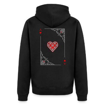 Card Symbols Playing Cards Heart Ace Card Game - Unisex Premium Organic Zip Hoodie - black - Back - Nico (187cm)