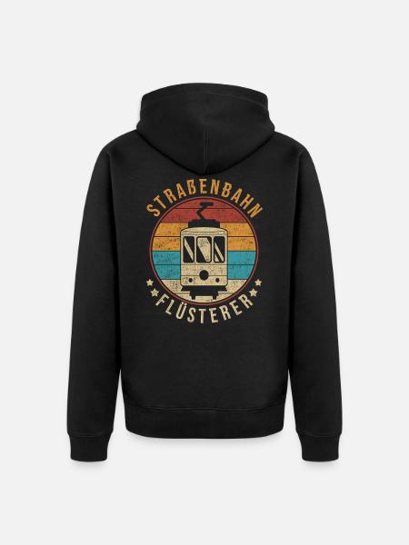 Retro Straßenbahn Tram Straßenbahnfahrer - Unisex Premium Bio Zip Hoodie - Schwarz