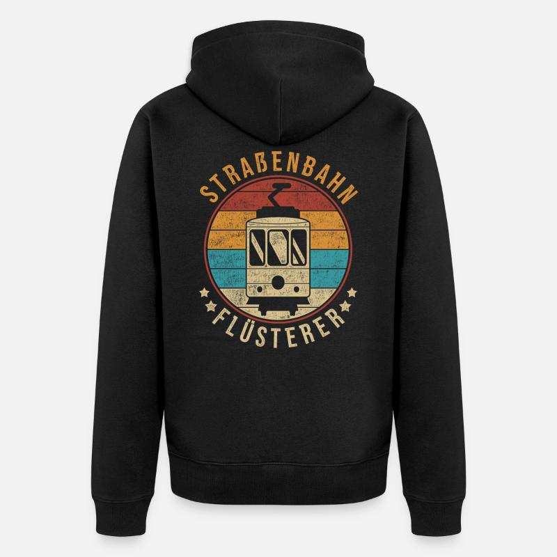 Retro Straßenbahn Tram Straßenbahnfahrer - Unisex Premium Bio Zip Hoodie - Schwarz