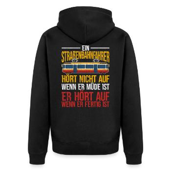 Straßenbahn Straßenbahnfahrer Beruf - Unisex Premium Bio Zip Hoodie - Schwarz - Hinten - Nico (187cm)