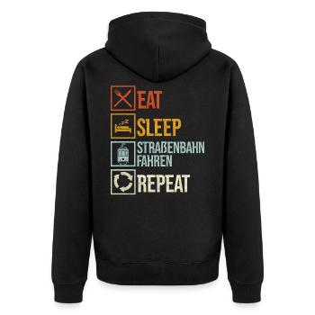 Straßenbahnfahrer Spruch Straßenbahn - Unisex Premium Bio Zip Hoodie - Schwarz - Hinten - Nico (187cm)