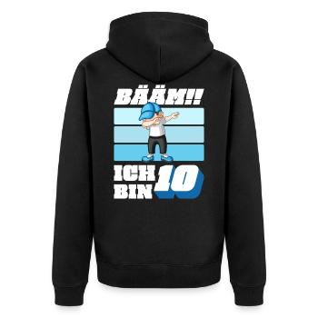 10. Geburtstag Jungen Jungs 10 Jahre Kinder - Unisex Premium Bio Zip Hoodie - Schwarz - Hinten - Nico (187cm)