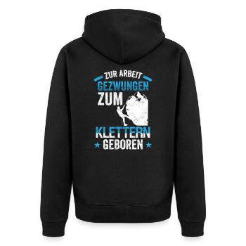 Kletterwand Boulderer Bergsteiger - Unisex Premium Bio Zip Hoodie - Schwarz - Hinten - Nico (187cm)