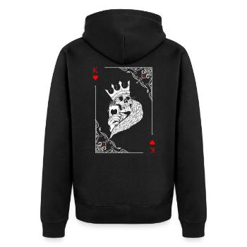 Card Symbols Playing Cards Heart King Card Game - Unisex Premium Organic Zip Hoodie - black - Back - Nico (187cm)