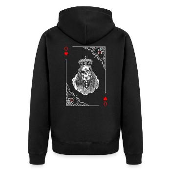 Card Symbols Playing Cards Heart Checkers Card Game - Unisex Premium Organic Zip Hoodie - black - Back - Nico (187cm)