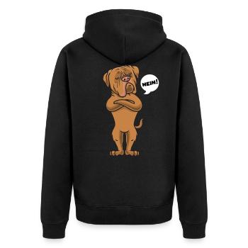 Bordeauxdogge Bordeaux Dogge lustig - Unisex Premium Bio Zip Hoodie - Schwarz - Hinten - Nico (187cm)