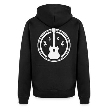 Gitarre - Vintage Guitar - Rock - Unisex Premium Organic Zip Hoodie - black - Back - Nico (187cm)