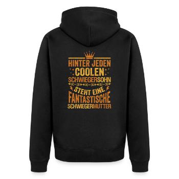 Bester Schwiegersohn - Unisex Premium Bio Zip Hoodie - Schwarz - Hinten - Nico (187cm)