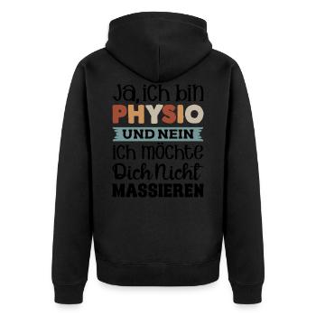 Physiotherapeuten Physiotherapeut Physios Physioth - Unisex Premium Bio Zip Hoodie - Schwarz - Hinten - Nico (187cm)
