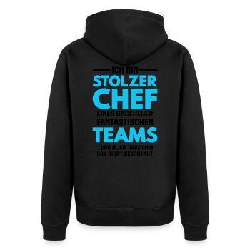 Bester Chef Sprüche Spruch Ich Bin Stolzer Chef Te - Unisex Premium Bio Zip Hoodie - Schwarz - Hinten - Nico (187cm)
