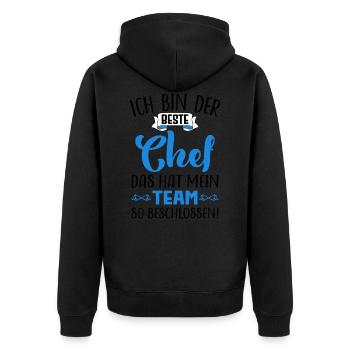 Bester Chef Sprüche Spruch Ich Bin Der Beste Chef - Unisex Premium Bio Zip Hoodie - Schwarz - Hinten - Nico (187cm)