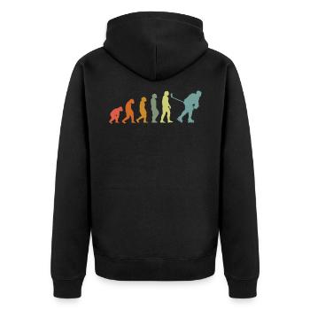 Inline-Skaterhockey Hockeyball Skaterhockey - Unisex Premium Bio Zip Hoodie - Schwarz - Hinten - Nico (187cm)
