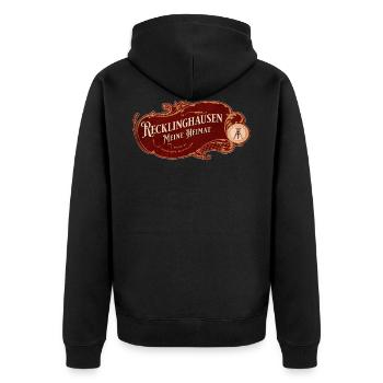 Recklinghausen meine Heimat - Unisex Premium Bio Zip Hoodie - Schwarz - Hinten - Nico (187cm)