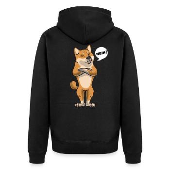 Sturer Shiba Inu dog funny Shiba-ken - Unisex Premium Organic Zip Hoodie - black - Back - Nico (187cm)