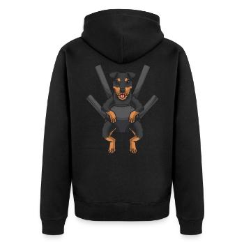 German Jagdterrier dog - Unisex Premium Organic Zip Hoodie - black - Back - Nico (187cm)
