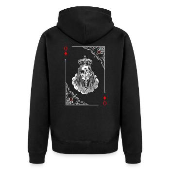 Card Symbols Playing Cards Diamond Checkers Card Game - Unisex Premium Organic Zip Hoodie - black - Back - Nico (187cm)