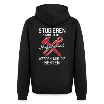 Hufschmied werden die Besten Hufeisen Schmied - Unisex Premium Bio Zip Hoodie - Schwarz - Hinten - Nico (187cm)