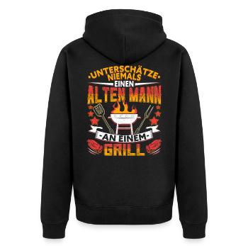 Griller Grillen lustig - Unisex Premium Bio Zip Hoodie - Schwarz - Hinten - Nico (187cm)