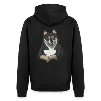 Chien de lapon finlandais - Veste à capuche bio Premium Unisexe - noir - Dos - Nico (187cm)