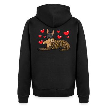 Hollandse Herdershond Holländischer Schäferhund - Unisex Premium Bio Zip Hoodie - Schwarz - Hinten - Nico (187cm)