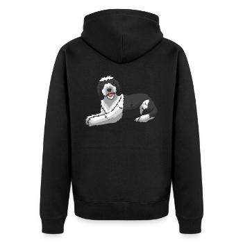 Sheepadoodle Dog - Unisex Premium Organic Zip Hoodie - black - Back - Nico (187cm)