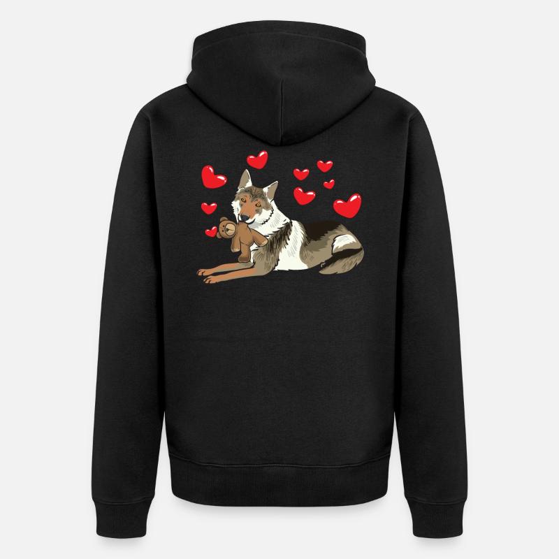 Chien-loup tchécoslovaque avec peluche - Veste à capuche bio Premium Unisexe - noir