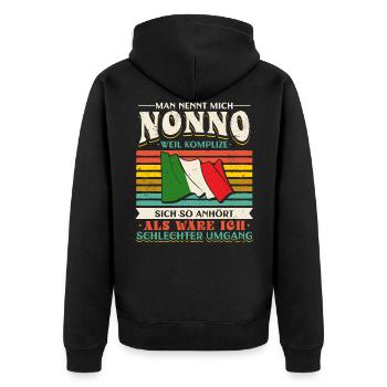 Italienischer Opa Bester Nonno - Unisex Premium Bio Zip Hoodie - Schwarz - Hinten - Nico (187cm)