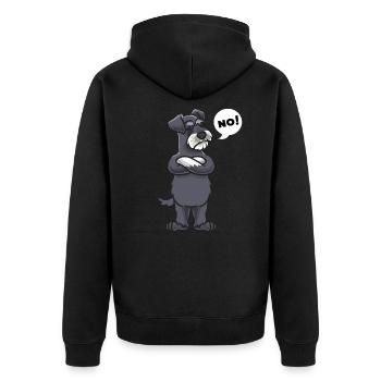 Sturer Zwergschnauzer - Unisex Premium Bio Zip Hoodie - Schwarz - Hinten - Nico (187cm)