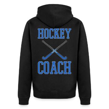 Feldhockey - Unisex Premium Bio Zip Hoodie - Schwarz - Hinten - Nico (187cm)