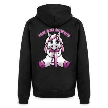 4. Geburtstag mit Einhorn - Unisex Premium Bio Zip Hoodie - Schwarz - Hinten - Nico (187cm)