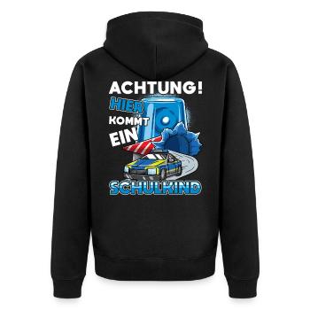 Einschulung Polizei Kindergarten Abschied - Unisex Premium Bio Zip Hoodie - Schwarz - Hinten - Nico (187cm)